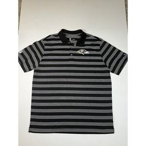 Nike Dri Fit NFL Mens Black Striped Polo Baltimore Ravens XL Bmore Football